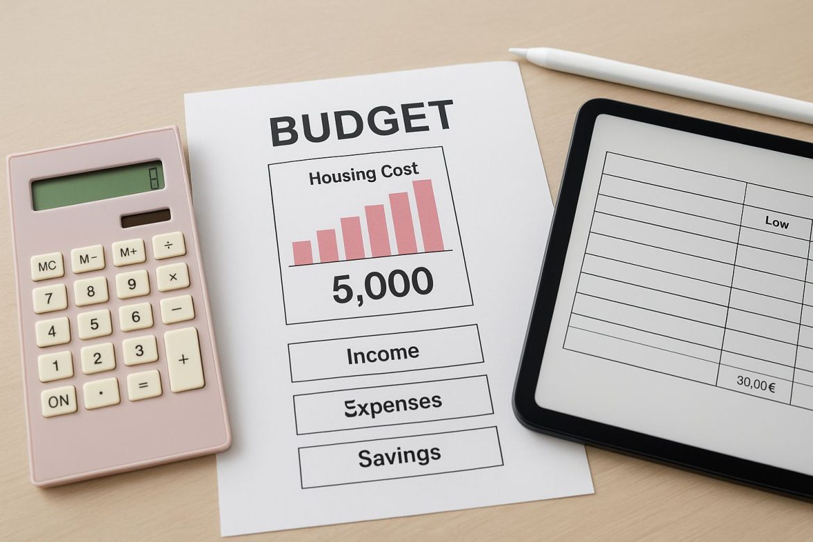 Graf över bostadskostnader, budget och finansiell planering